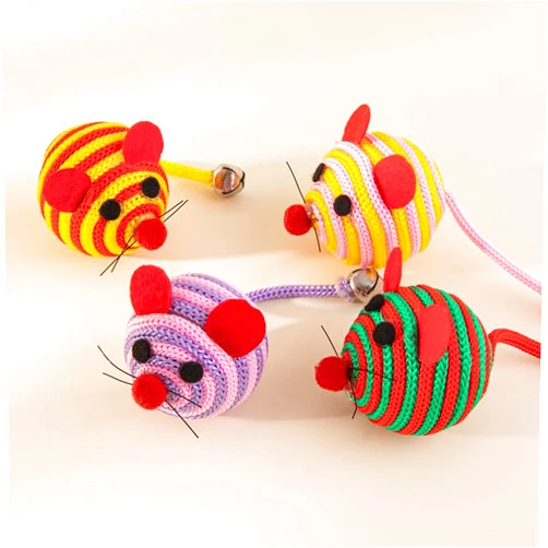Honyge 4Pcs Cat Scratcher Plush Ball Toy,Mice Toys with Rattling Sound for Teractive Cat Scratcher Chew Toy with Cute Mouse Toy for Kitten Kicker