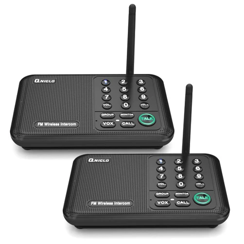 QNIGLO Intercoms Wireless for Home, 5280 Feet Long Range House Intercom System, 10 Channels Intercoms System for Business, Room to Room Intercom System for Elderly, 2 Way Audio Intercom for Office/Classroom