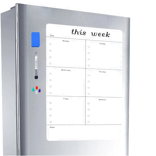 Aelfox 17 x 12 Inch Weekly Dry Erase Board for Refrigerator, Magnetic Fridge Whiteboard Reminder Board with Dry Erase Marker & Eraser, 4 fridge Magnets(Vertical)
