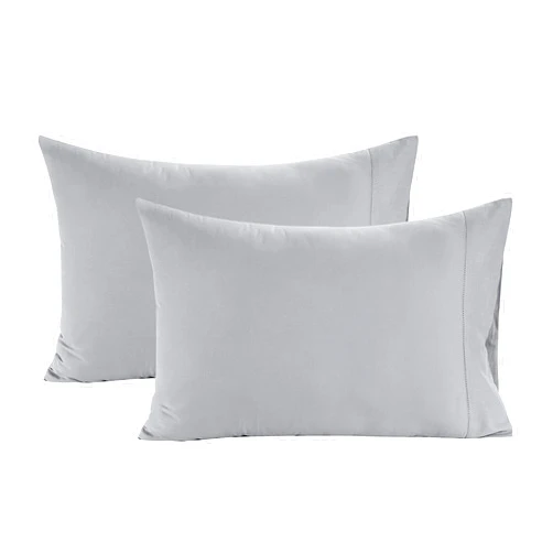 LANE LINEN 100% Organic Cotton Pillowcases - Standard Size and Crisp Cool Percale Weave Sleeping Pillow Covers Set of 2 Silver