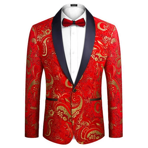 COOFANDY Men's Floral Tuxedo Jacket Luxury Embroidered Wedding Blazer Dress Suit for Party Dinner