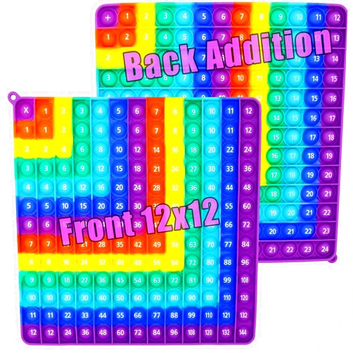 PETBSNVB Multiplication 12x12, Addition 1-12, Math Fidget Popper, Learn Multiplication, Addition with Pop Fidget Toy, Learning Tools for Students and Children, Bubble Sensory Rainbow (Rainbow-Purple)