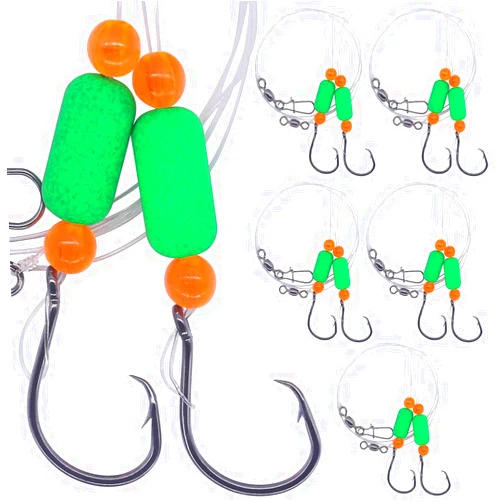XFISHMAN Pompano-Rigs-for-Surf-Fishing-Saltwater-Gear with Double Circle & Wide Gap Hook-6-Pack Surf Fishing Tackle