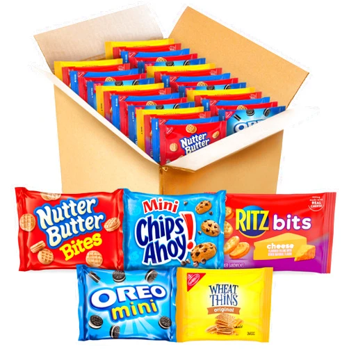 OREO Mini Cookies, Mini CHIPS AHOY! Cookies, RITZ Bits Cheese Crackers, Nutter Butter Bites & Wheat Thins Crackers, Nabisco Cookie & Cracker Variety Pack, 50 Snack Packs