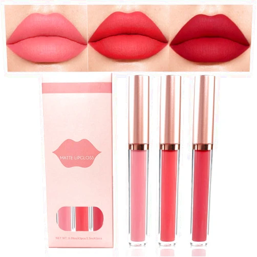 AMY'S DIARY Matte Plum Liquid Lipstick 3Pcs Sets,24-hour Lipstick Dark Deep Maroon Purple Brown Plum Red Lip Stain 24 Smudge Waterproof for Women (B#)