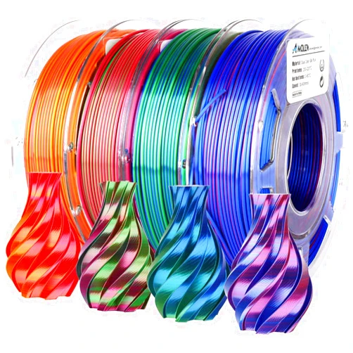 AMOLEN 3D Printer Filament Bundle, PLA Filament 1.75mm, Dual Color Filament, Silk Red Gold, Silk Red Green, Silk Red Blue, Silk Blue Green, 3D Printing Filament 200gX 4 Spools
