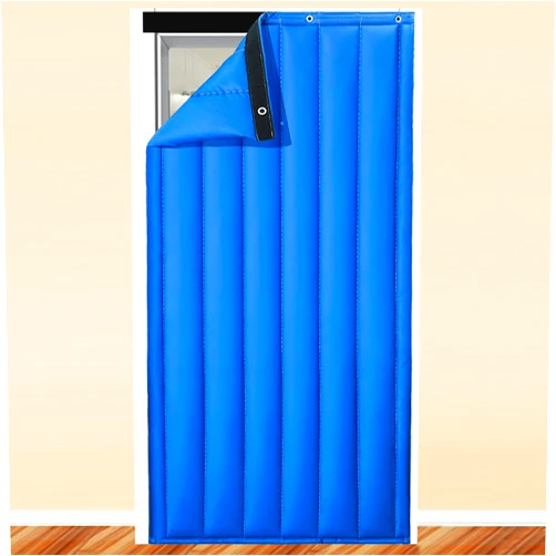 JJPSQ HORV Heavy Duty Door Curtain Thermal Insulated PU Doorway Covering Windproof Soundproof Watering Blanket for Living Room Garage Single Sliding Front Door Patio Kitchen Blue