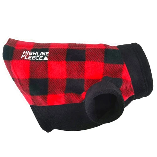 DOGGIE DESIGN Highline Fleece Dog Coat - Red and Black Plaid (12)