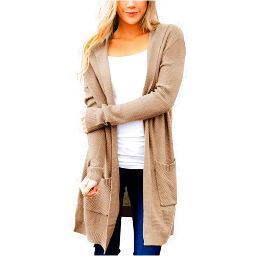 MEROKEETY Long Cardigans for Women 2025 Fall Winter Hooded Long Sleeve Open Front Sweaters with Pockets