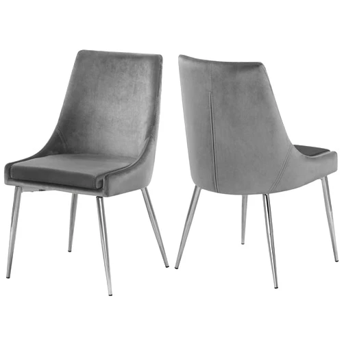 Meridian Furniture Karina Collection Modern | Contemporary Velvet Upholstered Dining Chair with Sturdy Metal Legs, Set of 2, 19.5