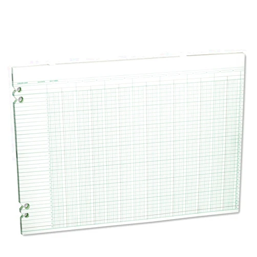 Wilson Jones Green Columnar Ruled Ledger Paper, Double Page Format, 24 Columns and 36 Lines per Page, 11 x 17 Inches, 100 Sheets per Pack (WG50-24A) (WLJG5024)