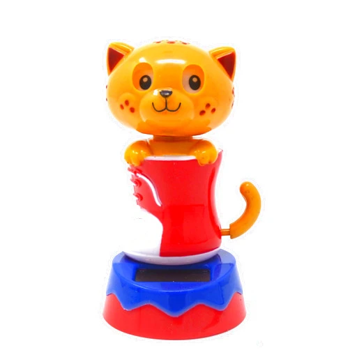 Greenbrier Solar Dancing Orange Tabby Cat in Boot Bobbles and Moves in The Sun for Home and Car