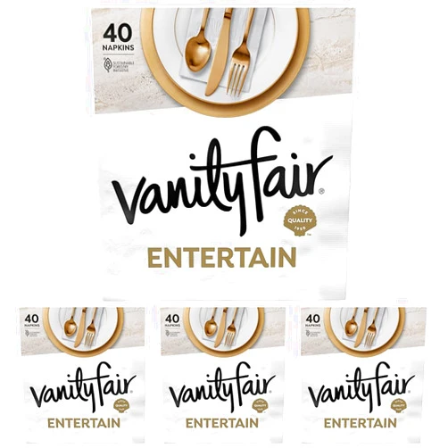 Vanity Fair Entertain Paper Napkins, 40 3-Ply Disposable Napkins, Dinner Size (Pack of 4)
