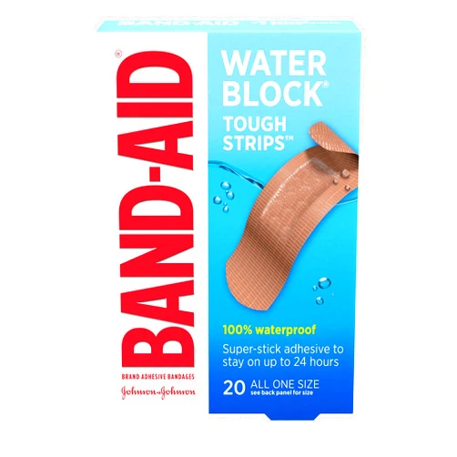 Band-Aid Brand Water Block Waterproof Tough Adhesive Bandages for Minor Cuts and Scrapes, All One Size, 20 Count (Pack of 1)