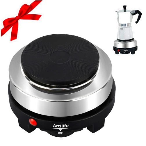 Artilife 500W Small Hot Plate Mini Hot Plate,Artilife 500w Small Electric Hot Plate,Mini Stove Electric Portable Stove Kitchen Cooktop Electric Heater,Perfect Size for Moka Pot 110V