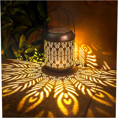 LeiDrail Solar Lantern Outdoor Hanging Lanterns Garden Metal Decorative Light Warm White LED Waterproof Landscape Lighting for Table Pathway Party Yard - 2 Pack