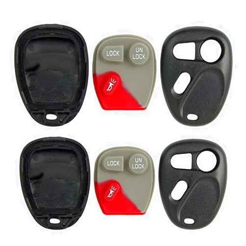 Keyless2Go Replacement for New Shell Case and 3 Button Pad for Remote Key Fob FCC KOBLEAR1XT KOBUT1BT - Shell ONLY (2 Pack)