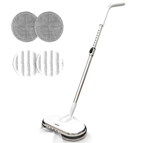 AlfaBot Cordless Electric Mop for Floor Cleaning, AlfaBot WS-24 Electric Spin Mop, Electric Mop with Water Sprayer and LED Headlight, Lightweight & Rechargeable Floor Scrubber for Hardwood Tile Floors