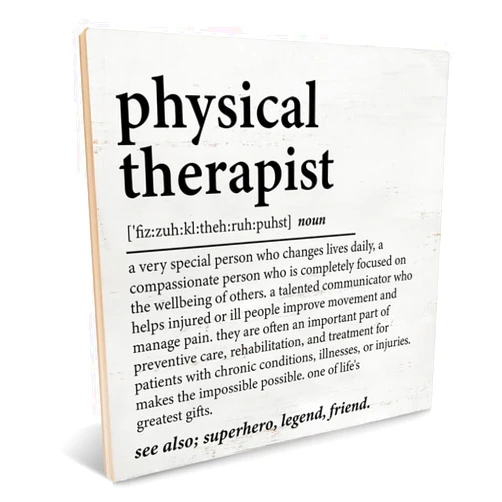 Mukjyuyi Physical Therapist Gifts Physiotherapist Gift, Physical Therapist Definition Wood Signs Plaque Keepsake Home Office Desk Decor for Retirement Christmas Graduation 6.2