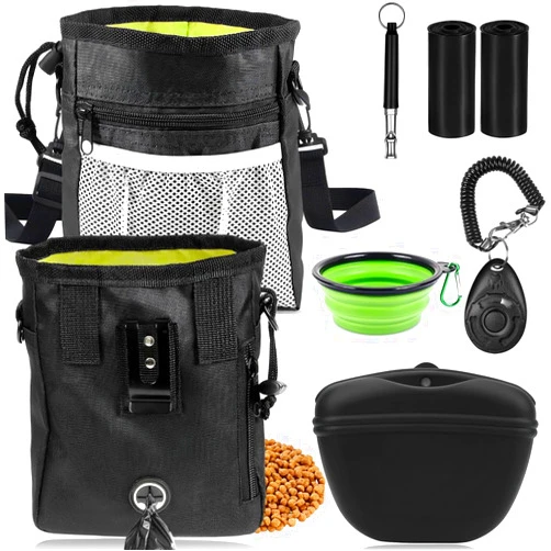 JIURUN Dog Treat Pouch - Dog Training Treat Pouch, Treat Pouches for Pet Training with Dog Treat Bag, Dog Training Clicker, Dog Whistle, Collapsible Dog Bowl, 2 Dog Poop Bag