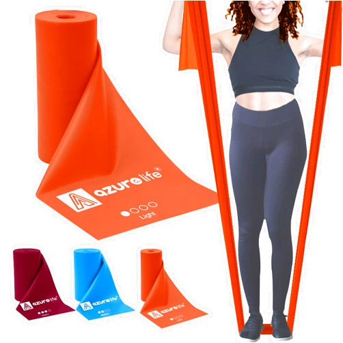 A AZURELIFE Professional 8 Yard Bulk Resistance bands Rolls or 5 ft. Long Non-Latex Elastic Exercise Bands, Stretch Bands for PT, Yoga, Pilates, Rehab, at-Home or The Gym Workouts