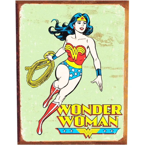 Desperate Enterprises Wonder Woman Retro Tin Sign - Nostalgic Vintage Metal Wall Décor - Made in USA