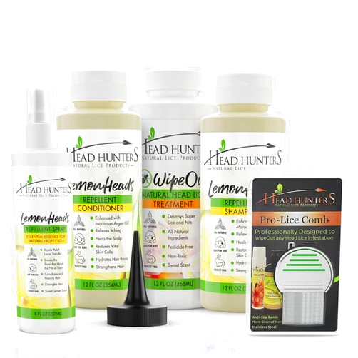 Head Hunters Natural Lice Products Deluxe Head Treatment Kit with Prevention Spray, Shampoo and Conditioner, Professional Comb, & Shampoo That Removes Eggs - Head Hunters