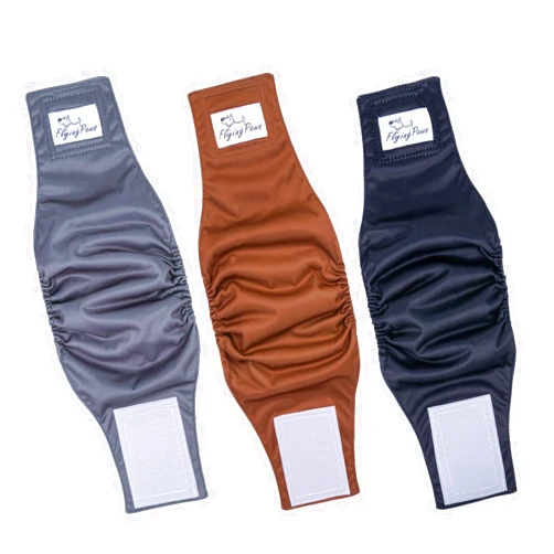 Flying Paws Male Dog Diapers Washable Male Dog Wraps Belly Band(Pack of 3), Reusable Doggie Diapers, Persistent Puppy Diapers High Absorbing (M，13-16