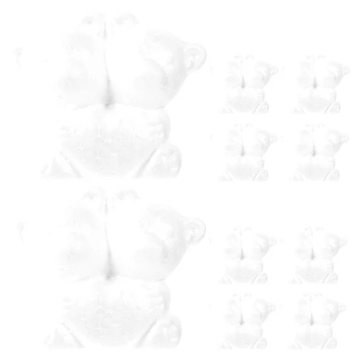Amosfun 10pcs White Foam Bear Mold Handmade DIY Craft Animal Flower Bear