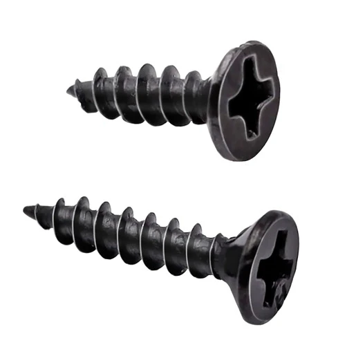 smseace 100PCS Black Flat Head Phillips Tapping Screws Drywall Nail Wood Screw #4 x 1/2