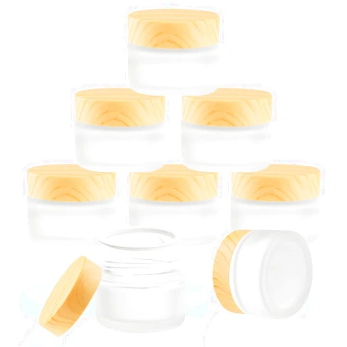 Remzndy 8 Pack 1oz/30ml Frosted Glass Jar Empty Sample Jar Travel Cream Jar Cosmetic Containers Refillable Makeup Jar Pot For Cream Lotion Cosmetics Ointments