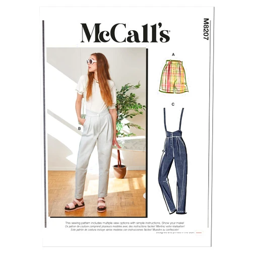 McCall's Misses' Pleated Shorts and Pants Sewing Pattern Kit, Code M8207, Sizes 6-8-10-12-14, Multicolor