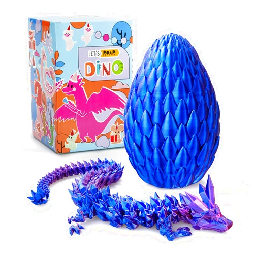 Thcbme 3D Printed Dragon, Dragon Eggs with Dragon Inside, 3D Dragon Egg,15'' Full Articulated Crystal Dragon for children's Day gift & Birthday gift