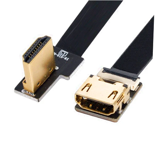Xiwai CYFPV Right Angled 90 Degree HDMI Male to Female FPC Flat Cable for HDTV Multicopter Aerial Photography (0.5M)