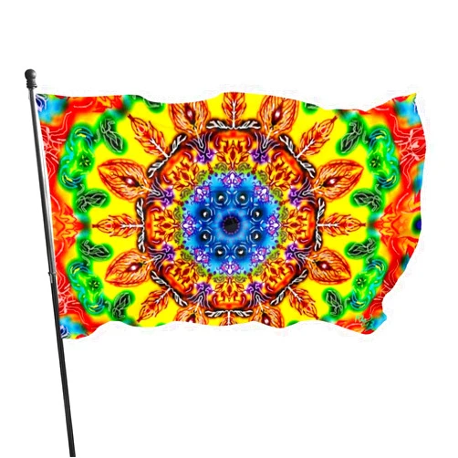 Deaowangluo Hippie Pattern Flag 3x5 Ft Outdoor Decorative Banner Outside Hanging Standard Flag for Yard Garden Lawn Holiday