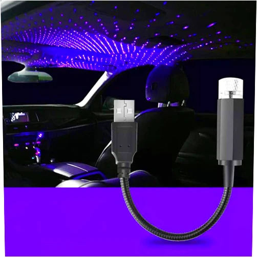 SHTCUS USB Star Projector Night Light, Adjustable Romantic Starry Sky Projector Car Light, Portable Atmosphere Decorative Auto Roof Light for Bedroom, Car, Party, Wall, Ceiling Blue Purple