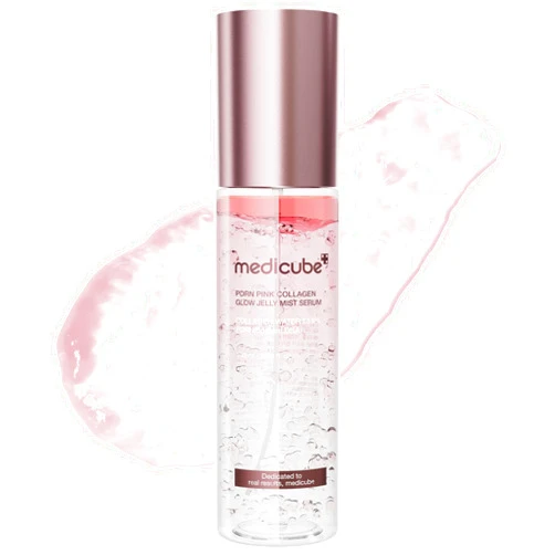 medicube Jelly Mist Serum with Pink PDRN Collagen | Dual-Texture Glow Spray with Niacinamide, Glutathione, Ceramide, Hyaluronic Acid | for Hydration, Radiance, Plump-Looking Skin | 3.38 fl.oz