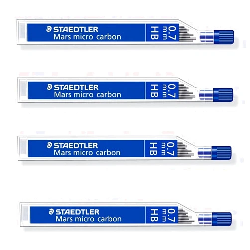 STAEDTLER Mars Micro Carbon 250 0.7mm 2B - Pencil Lead Refills - 4 Tubes/Packs (48 Leads) (HB-0.7mm)