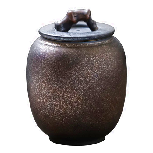 Cabilock 1Pc Vintage Ceramic Jar Container with lid Candy Storage canisters Tea Leaf Chinese Tea jar Coffee Storage can Ceramic Storage Jar Mini Tea Canister Tea Storage Tank Snack Ceramics