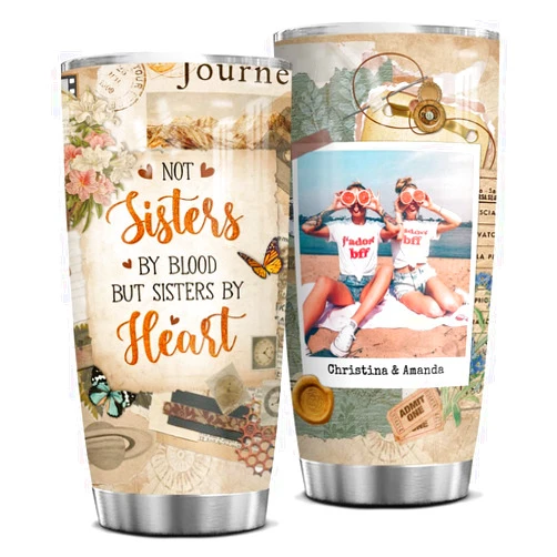 Wassmin Best Friends Tumblers Personalized Tumbler With Picture Photo Sisters By Hearts Tumblers 20oz 30oz Coffee Travel Mug Birthday Christmas Presents BFF Besties Cup Gifts