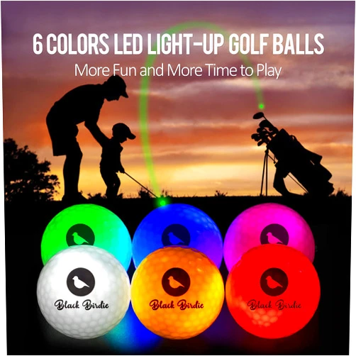 Blach Birdie Glow in The Dark Night Golf Balls Light up 10 Minutes Flashing in Six Color for Men Kinds Women Golf Gift, Red, Blue, Orange, White, Pink ,Green