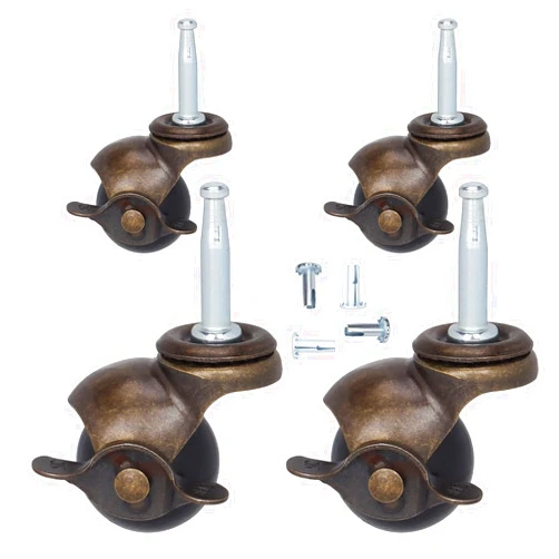 BAISASY 2 Inch Ball Caster Wheels with Brake, Furniture Wheels 5/16