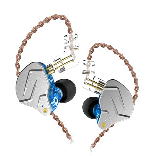 erjigo KZ ZSN Pro Dynamic Hybrid Dual Driver in Ear Earphones Detachable Tangle-Free Cable Musicians in-Ear Earbuds Headphones (Blue Without Mic)