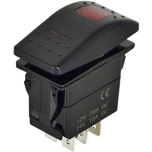 XYZIL Red Light On/Off/On Rocker Switch SK2474102 Compatible with Cleveland SEL-30-T1 SEL-40-T1 SEL-T1 SGL- T1 SGL-30-T1 SGL-40-T1 T1 Gas Braising Pan On-Off-On 12V 20A 24V 10A DC Lighted