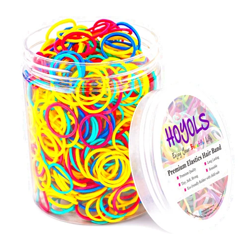 HOYOLS 1/2 Inch Small Rubber Bands for Hair Ties Assorted Color Rainbow Elastics Mini Reusable Rubberband for Braids Braiding Colorful for Baby Girl Infants Toddler Supplies 1000pcs (S) Latex-Free