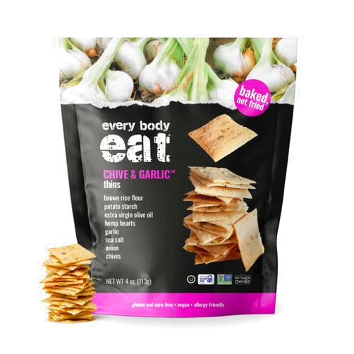 Every Body Eat Snack Thins, Allergen Friendly, Vegan, Gluten Free and Dairy Free (6 Count, Chive & Garlic)