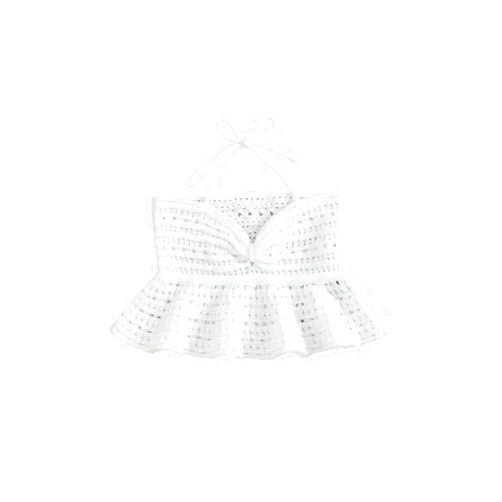SweatyRocks Women's Ruffle Hem Tie Back Halter Tops Sleeveless Knitted Crop Cami Tops