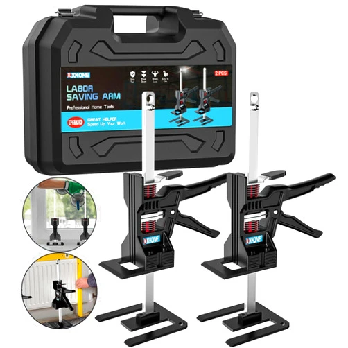 XKONE Labor Saving Arm Jack(2 Pcs),Multi-Function Height Adjustment Lifting Device with Storage Case,Suitable for Door Panel Lifting,Wall Tile Locator,Cabinet Jack and Board Lifter etc.