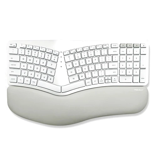 Macally Backlit Bluetooth Ergonomic Keyboard for Mac - Sculpted for Comfort - Wireless Ergonomic Keyboard (100-Key MacOS Layout) - Rechargeable Split Ergo Keyboard - MacBook, iMac, iPad, iPhone
