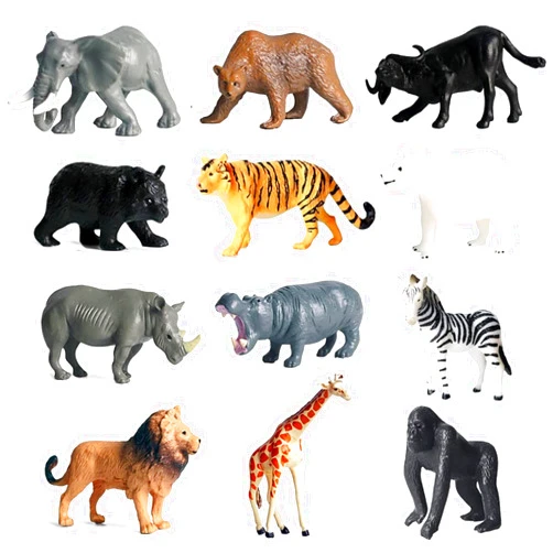 RUSON 12 Pcs Mini Safari Animals Figures Toys, Realistic Jungle Zoo Animal Figurines Cake Topper Toy Set Christmas Birthday Easter Egg Gift Party Supplies for Kids Toddlers